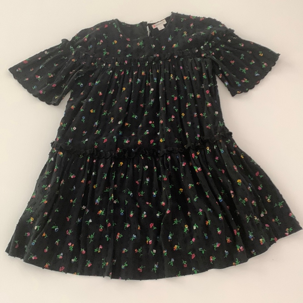 Black lined floral dress.